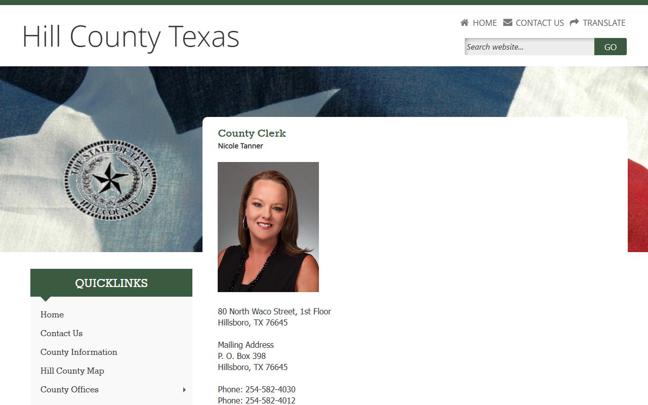 Hill County genealogy records - County Clerk