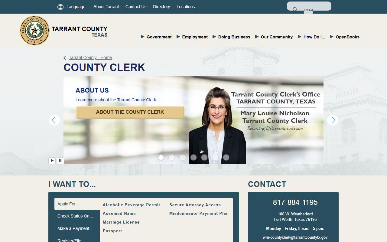 Tarrant County genealogy records - County Clerk
