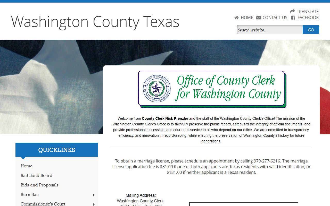Washington County genealogy records - County Clerk