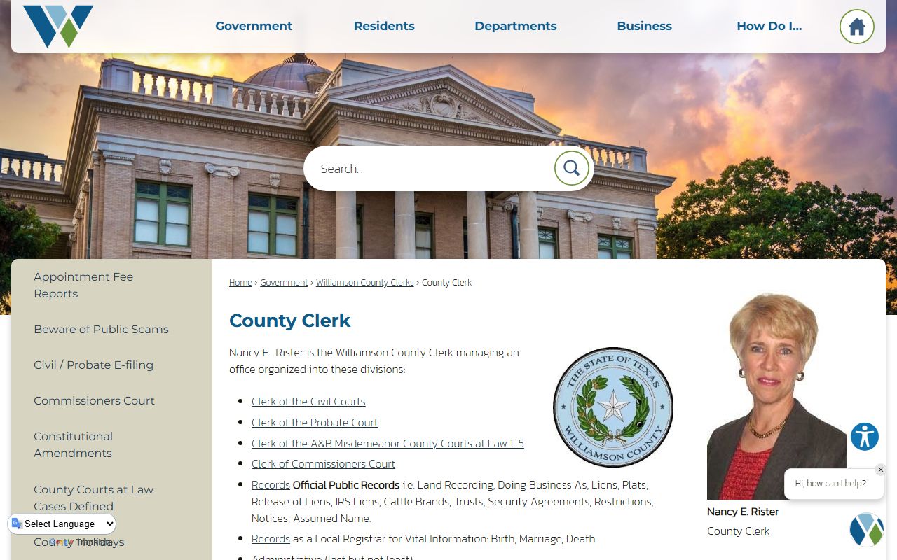 Williamson County genealogy records - County Clerk